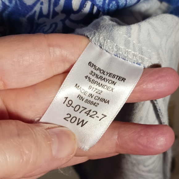 Roaman's Blue Short Sleeved Abstract Floral Dress Ladies Plus Size 20W summer - Picture 5 of 6